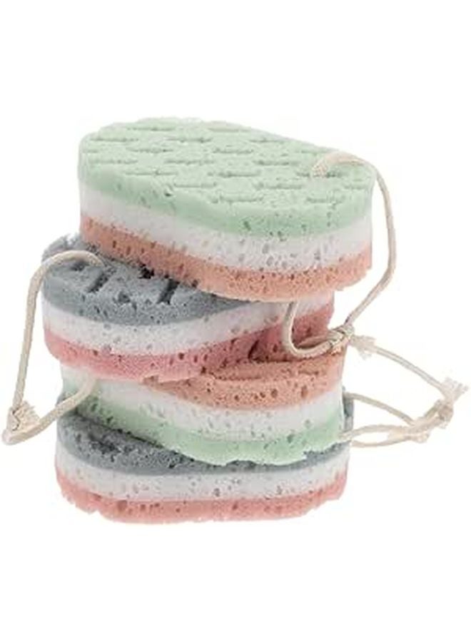Exfoliating Bath Sponge Set 4 Pack Dead Skin Remover Soft Texture Shower Scrubber - Image 1