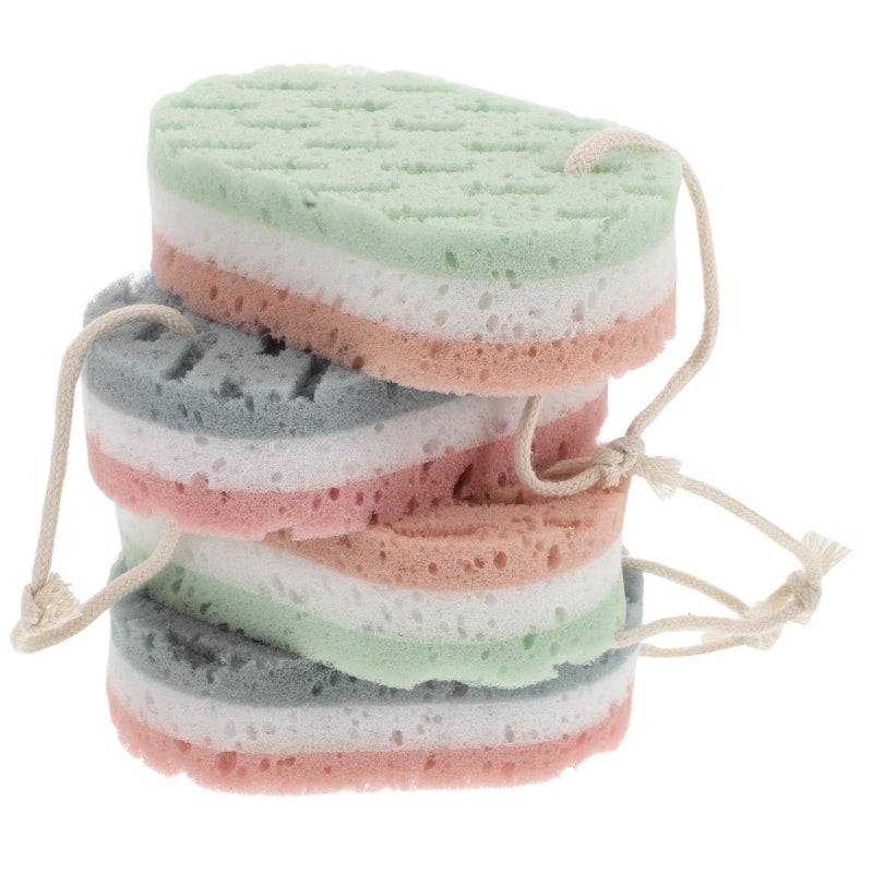Exfoliating Bath Sponge Set 4 Pack Dead Skin Remover Soft Texture Shower Scrubber - Image 2