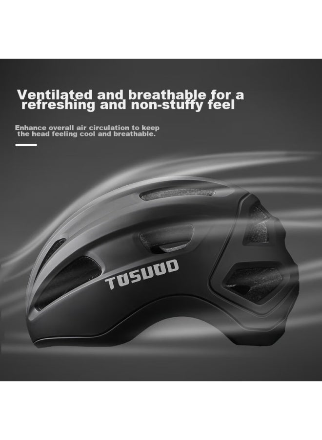 Tosuod Bicycle Riding Helmet, Impact-resistant One-piece Molded Design, For Men And Women, Mountain And Road Bike Safety Helmet, Black, Size M - Image 5
