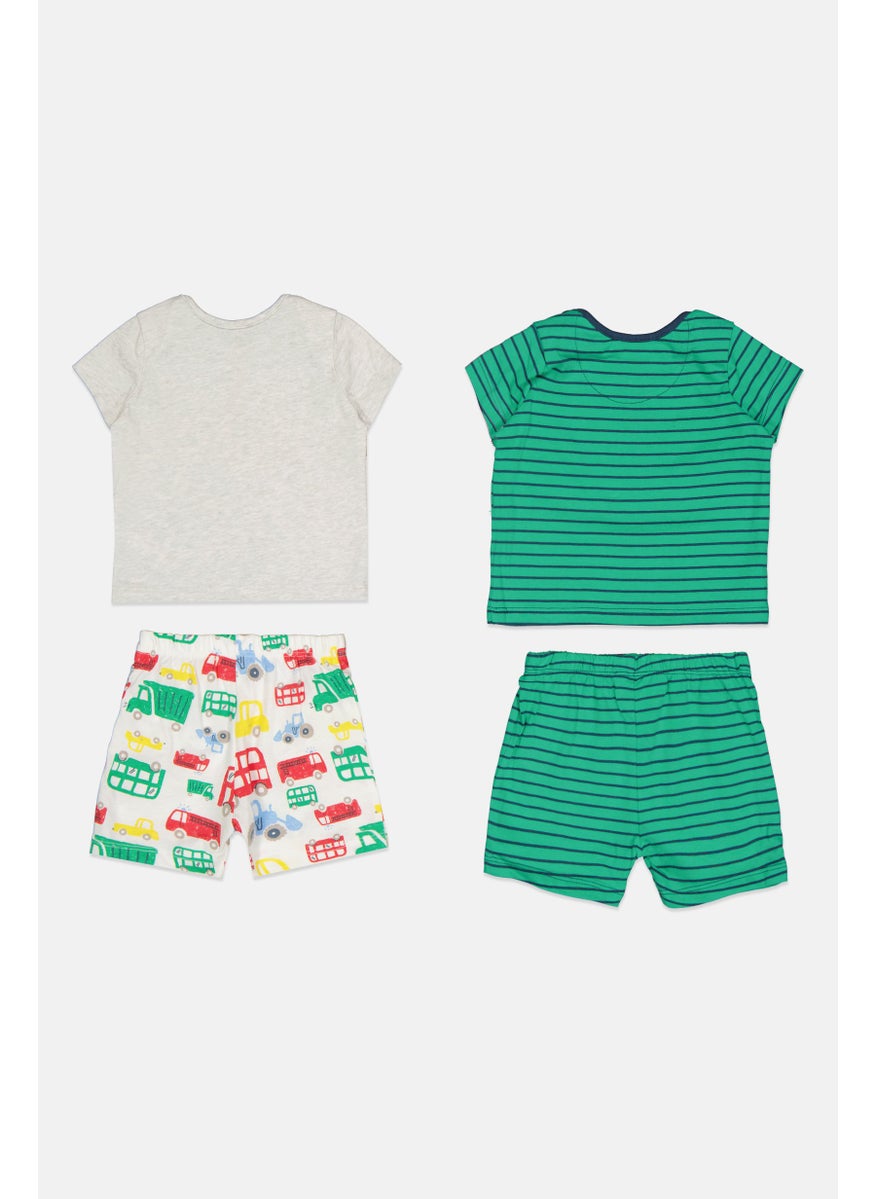 mothercare Toddlers Boy 4 Pcs Allover Print T-Shirt And Short Pajama Set, Multicolor  - Image 2