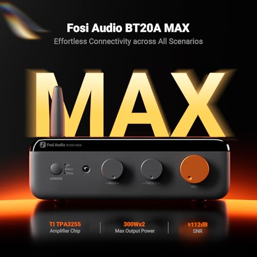 Fosi Audio BT20A MAX Stereo Power Amplifier 300W x 2 HiFi Audio Amp with PFFB Technology LDAC Bluetooth 60 Dual Independent Power Supply Remote Control Perfect for 21 Systems Home Audio - Image 3