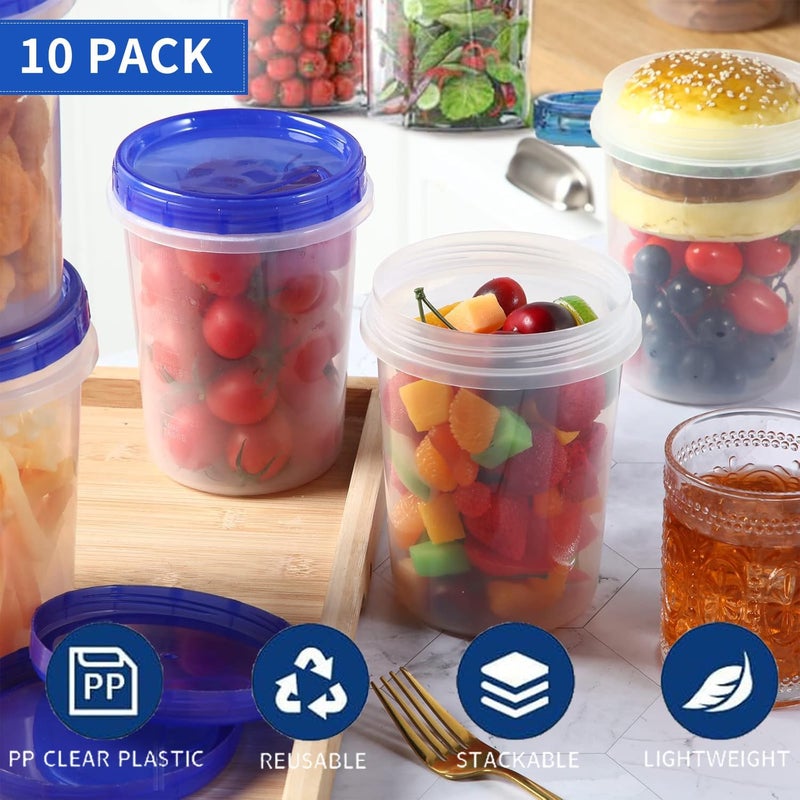 Food Preservation Box with Screw Lid (32 oz Pack of 10) Reusable Stackable Sealed Freezing Storage Box Transparent - Image 2