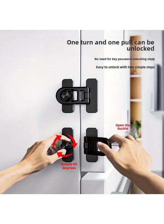 Black Safety Hasp Latch No Drilling Rotatable For Refrigerator Oven Microwave - Image 3