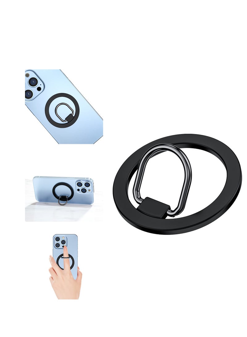 SYOSI Magnetic Phone Ring Holder, Magnetic Phone Grip, Black Finger Ring Grip and Stand for Magsafe Phone Grip Adjustable Magnetic Phone Grip, Compatible with MagSafe Accessories, for iPhone 14 13 12 - Image 1