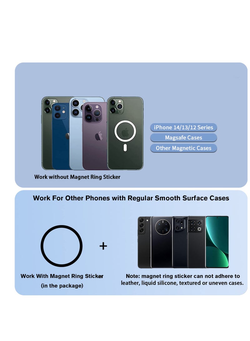 SYOSI Magnetic Phone Ring Holder, Magnetic Phone Grip, Black Finger Ring Grip and Stand for Magsafe Phone Grip Adjustable Magnetic Phone Grip, Compatible with MagSafe Accessories, for iPhone 14 13 12 - Image 3