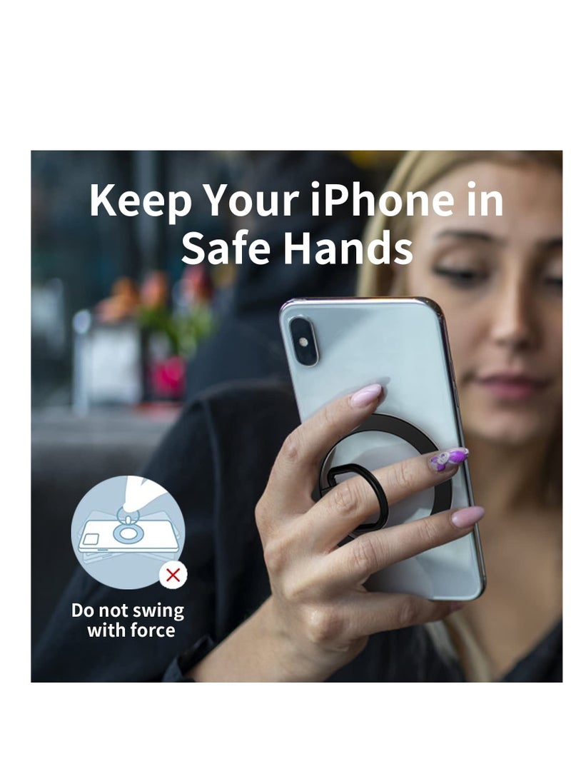 SYOSI Magnetic Phone Ring Holder, Magnetic Phone Grip, Black Finger Ring Grip and Stand for Magsafe Phone Grip Adjustable Magnetic Phone Grip, Compatible with MagSafe Accessories, for iPhone 14 13 12 - Image 5