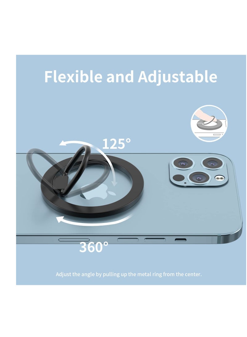 SYOSI Magnetic Phone Ring Holder, Magnetic Phone Grip, Black Finger Ring Grip and Stand for Magsafe Phone Grip Adjustable Magnetic Phone Grip, Compatible with MagSafe Accessories, for iPhone 14 13 12 - Image 4