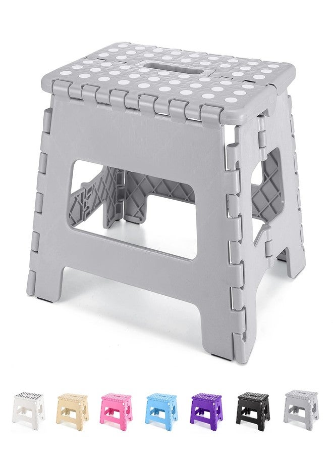 Dyforce 9" Folding Step Stool for Kids and Adults, Collapsible Light-Weight Foot Stools Foldable for Toddler, Kitchen, Bathroom, 300 lb Capacity (Grey) - Image 1