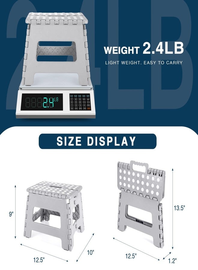 Dyforce 9" Folding Step Stool for Kids and Adults, Collapsible Light-Weight Foot Stools Foldable for Toddler, Kitchen, Bathroom, 300 lb Capacity (Grey) - Image 3