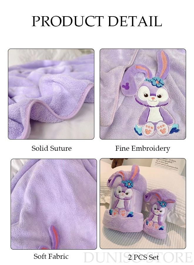 DUNISO 2 pcs Girls Bath Towel Large Kids Bath Towels Cartoon Rabbit Kids Beach Towels Super Absorbent Toddler Body Towel Soft and Cozy Embroidery Kids Bath Towels Purple - Image 3
