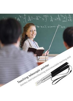 erorex Pointer Sticks 2 Pieces Extendable Pointing Stick For Teachers 1M Retractable Telescope Pointer With Lanyard For Coach Classroom Whiteboard Post Pointer Black  - Image 4