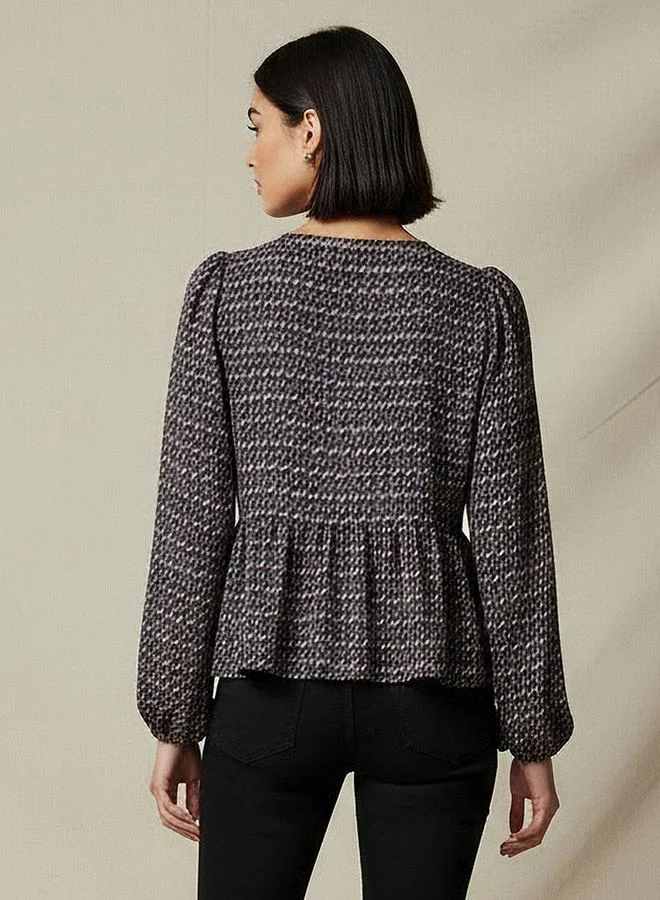 Splash FAV  Regular Fit Top with Geometric Print for Women | Best Price UAE
