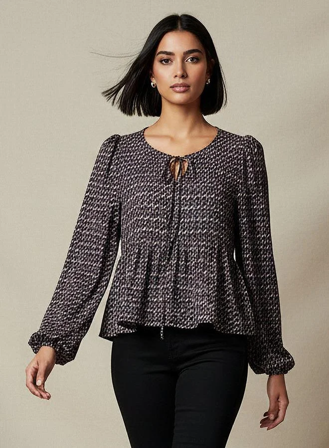 Splash FAV Regular Fit Top with Geometric Print