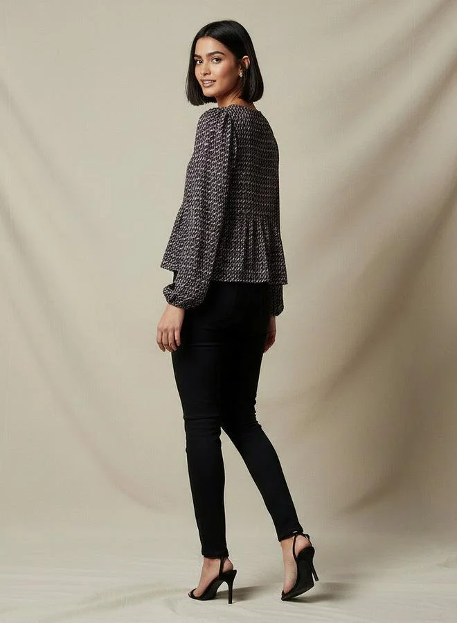 Splash FAV Regular Fit Top with Geometric Print