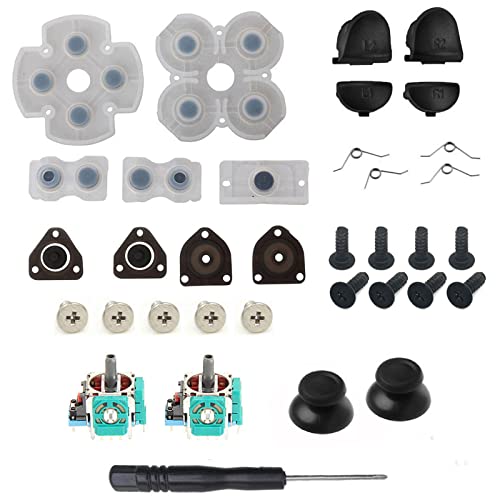 Onyehn L1 R1 L2 R2 Trigger Springs Replacement Parts Buttons,3D Analog Joysticks Thumb Sticks Cap Conductive Rubber Screwdriver Kit for PlayStation 4 PS4 Controller(JDS-001) - Image 1