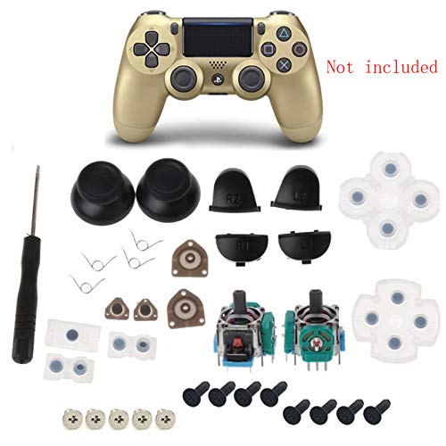 Onyehn L1 R1 L2 R2 Trigger Springs Replacement Parts Buttons,3D Analog Joysticks Thumb Sticks Cap Conductive Rubber Screwdriver Kit for PlayStation 4 PS4 Controller(JDS-001) - Image 2