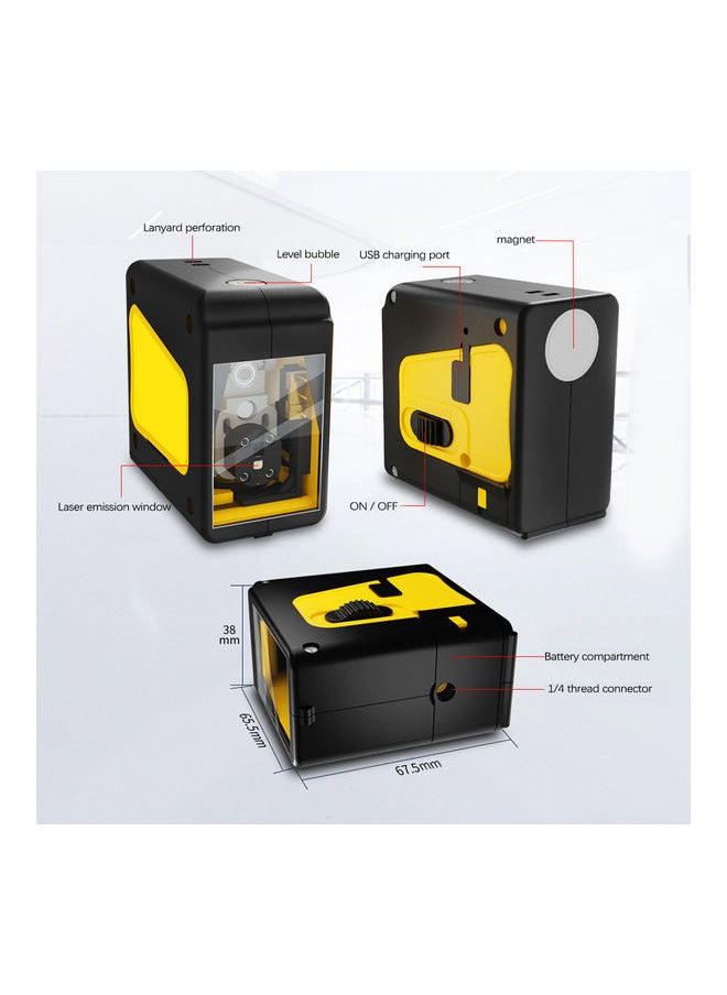 NIBEMINENT Portable 2 Line High-Precision Laser Level Tool Yellow/Black  - Image 2