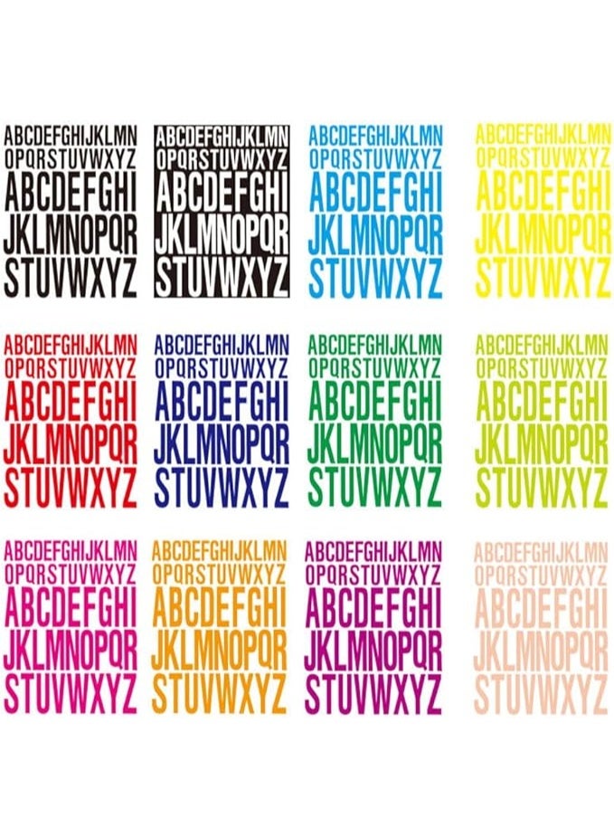 12 ورقة ملصقات حروف كبيرة مقاس 1 بوصة و2 بوصة ملصقات حروف ذاتية اللصق من الفينيل ملصقات أبجدية كبيرة ملونة مقاومة للماء ملصقات حروف صندوق البريد للحرف اليدوية والملصقات والنوافذ والأبواب وعلامات السيارات - Image 1