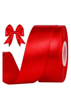 Unique Red Ribbon 1-1/2 Inch, 25 Yards Solid Satin Fabric Ribbons for Christmas Gift Wrapping, Christmas Garland, Christmas Tree Ornaments, Bows Making, DIY Crafts, Sewing Projects and Wedding Party  - Image 1