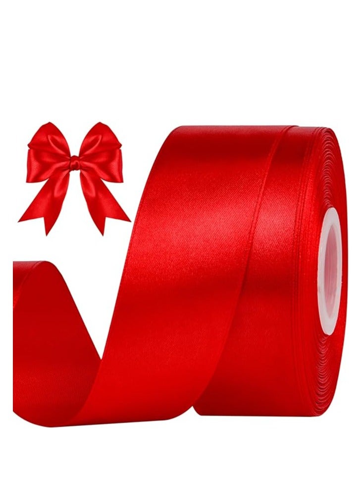 Red Ribbon 1-1/2 Inch, 25 Yards Solid Satin Fabric Ribbons for Christmas Gift Wrapping, Christmas Garland, Christmas Tree Ornaments, Bows Making, DIY Crafts, Sewing Projects and Wedding Party - Image 1