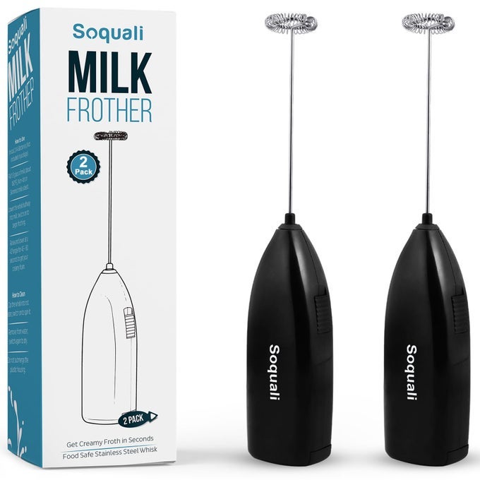2 PACK MILK FROTHER HANDHELD BATTERY OPERATED ELECTRIC WHISK COFFEE FROTHER BATTERY STIRRER HAND HELD MILK FOAMER MINI MIXER FOR BULLETPROOF COFFEE CAPPUCCINO LATTE FRAPPE MATCHA TEA