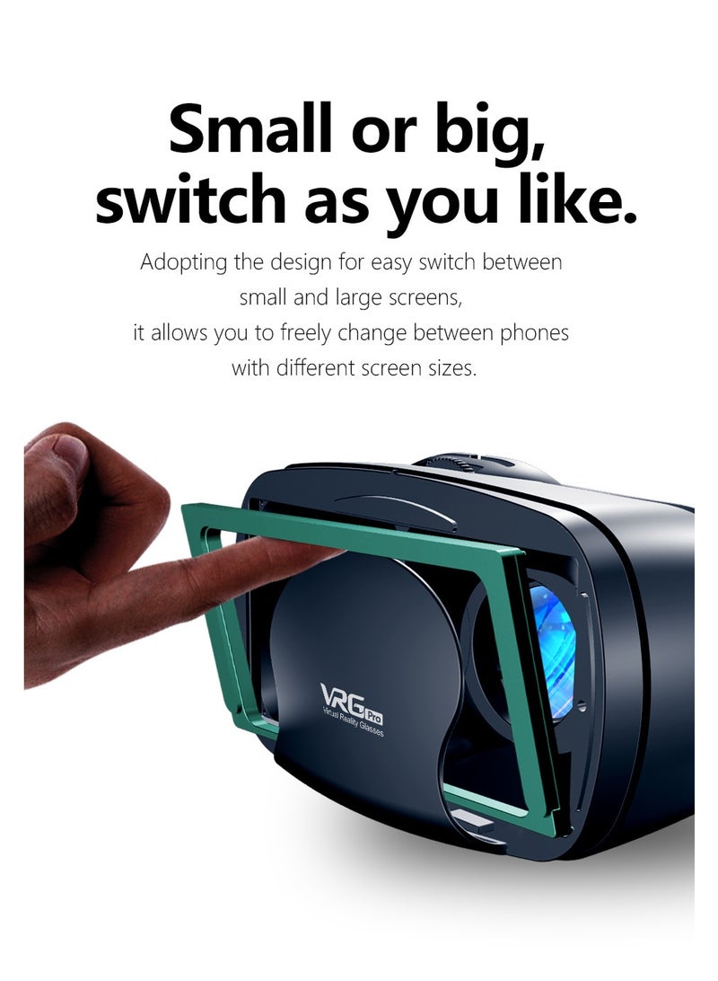 general VR Goggles VRG Pro 3D Virtual Reality VR Glasses + Hi-Fi Headphones Version, Blue Light Protection + Controller for TV, Movies & Video Games Compatible with iOS & Android Smartphone Within 5-7inch Screen Phone Eye Protected Soft & Comfortable Adjustable Distance Big Screen/ 3D Effect + Immersion /Full-Screen Vision, Full Screen, No Borders/ Immersive Games - Image 5