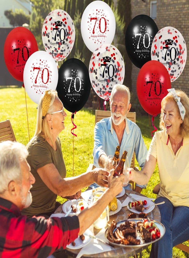 Yoirrat 70th Birthday Balloons for Women, 16Pcs Red Black Happy 70th Birthday Balloons Decorations for Women Men 70 Years Old Party Decor Supplies 12 inches - Image 5