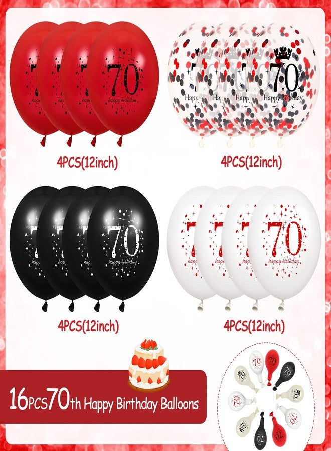 Yoirrat 70th Birthday Balloons for Women, 16Pcs Red Black Happy 70th Birthday Balloons Decorations for Women Men 70 Years Old Party Decor Supplies 12 inches - Image 2