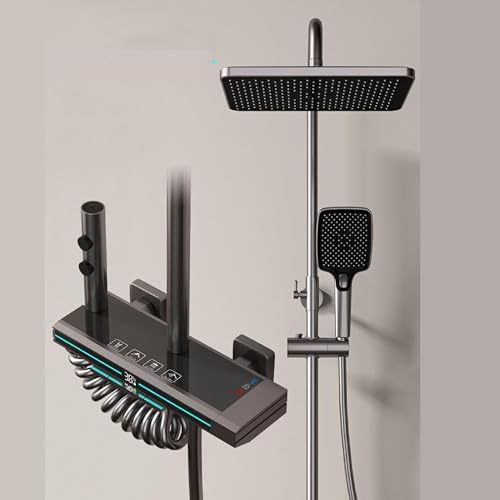ZeeCry Modular Luxury shower panel Thermostatic for bathroom full set Rainfall Brass Body Shower Piano Switches Body 4 function with LED Light With LED Display Temperatur/Hot & Cold Shower system - Image 1