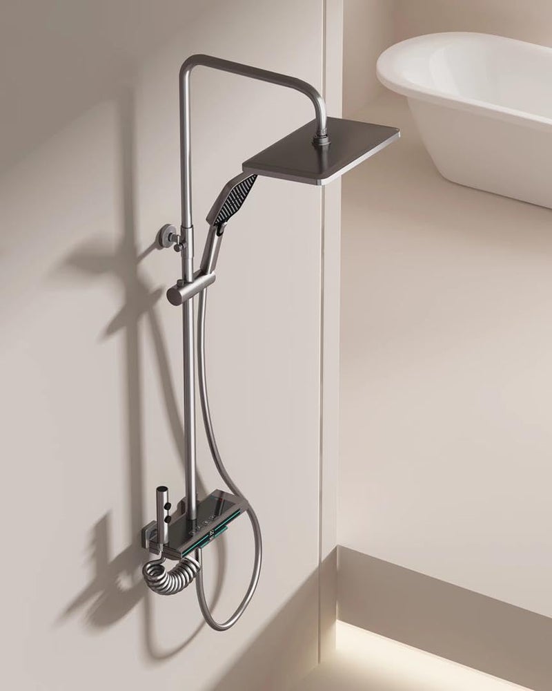 ZeeCry Modular Luxury shower panel Thermostatic for bathroom full set Rainfall Brass Body Shower Piano Switches Body 4 function with LED Light With LED Display Temperatur/Hot & Cold Shower system - Image 5