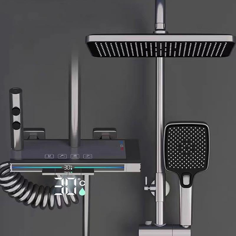 ZeeCry Modular Luxury shower panel Thermostatic for bathroom full set Rainfall Brass Body Shower Piano Switches Body 4 function with LED Light With LED Display Temperatur/Hot & Cold Shower system - Image 3