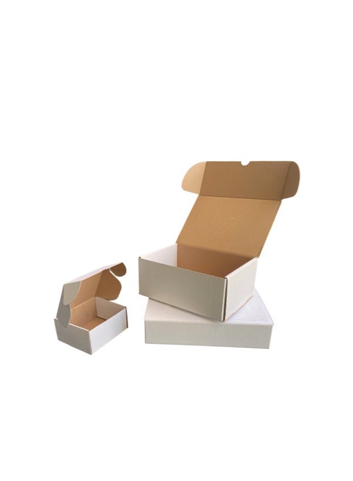Generic 20 White Cardboard Boxes with self-sealing, simple design, hold up to 2 kg. Dimensions: (length 16 cm, width 14 cm, height 8 cm)  - Image 2