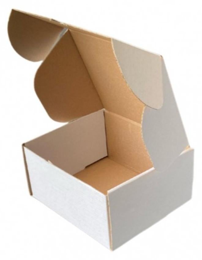 20 White Cardboard Boxes with self-sealing, simple design, hold up to 2 kg. Dimensions: (length 16 cm, width 14 cm, height 8 cm) - Image 1