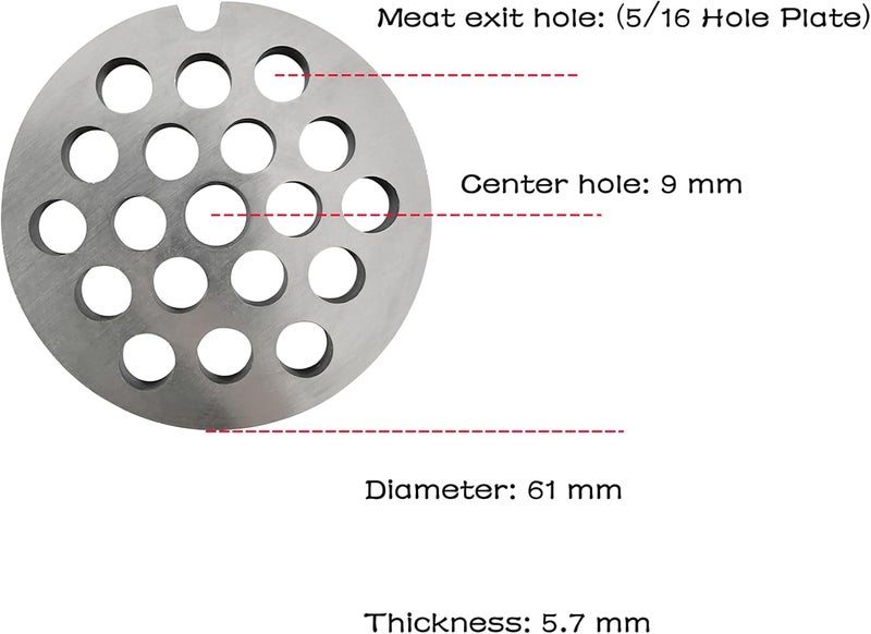 OUSTUE #8 Stainless Steel Meat Grinder Plate Discs Blades Compatible with Meat Grinders,Cutting Disks Heavy Duty (5/16 Hole Plate) - Image 2