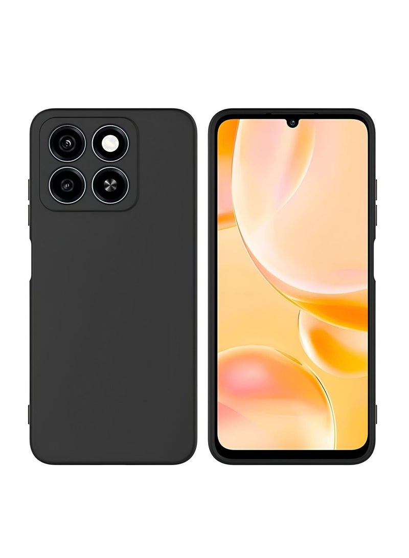 Wtech ZTE Blade A55 2024 Premium Soft Liquid Silicone Case Cover (MCRPSN) - Black & ZTE Blade A35 4G 2024 / ZTE Blade A55 4G 2024 / ZTE Blade A36 4G 2025 / ZTE Blade A76 5G 2025 Premium E2E Series Full Glue Full Cover Tempered Glass Screen Protector (MSGECN) - Clear/Black Bundle - Image 2