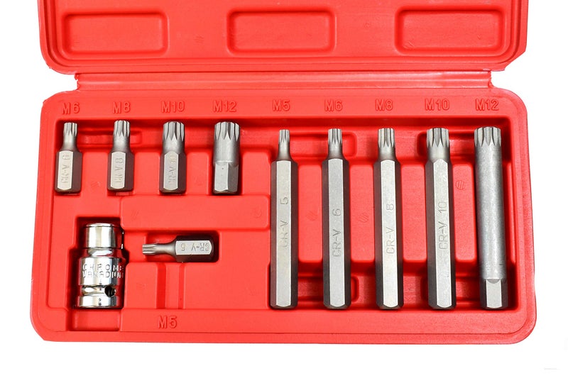 J&R Quality Tools 11pc XZN 12 Point Spline Socket Bit Set Hex Shank M5 M6 M8 M10 M12 - Image 2