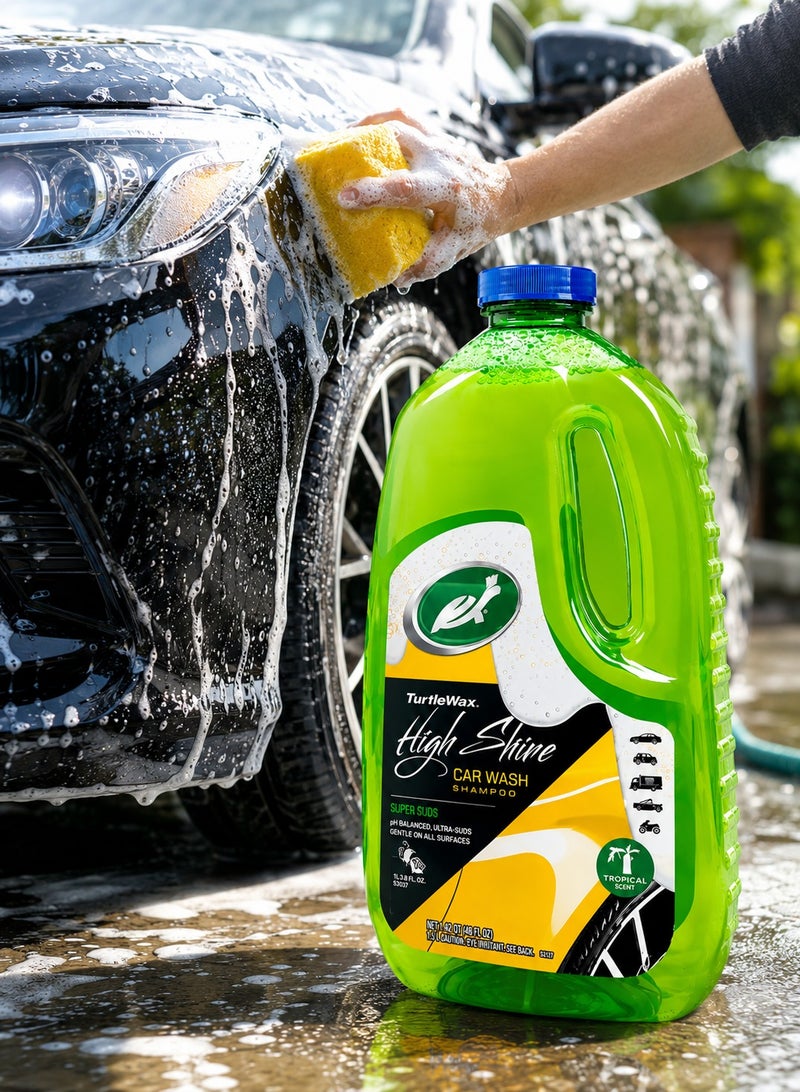 TurtleWax Turtle Wax High Shine Car Wash Shampoo 1.89L, pH Balanced Car Cleaning Liquid, Rich Foam Wash Formula, Removes Dirt, Road Grime and Dust, Safe for Paint, Glass, Plastic and Rubber, Gloss Finish, Auto Wash Soap for Cars, SUVs, Bikes and Vans - Image 2