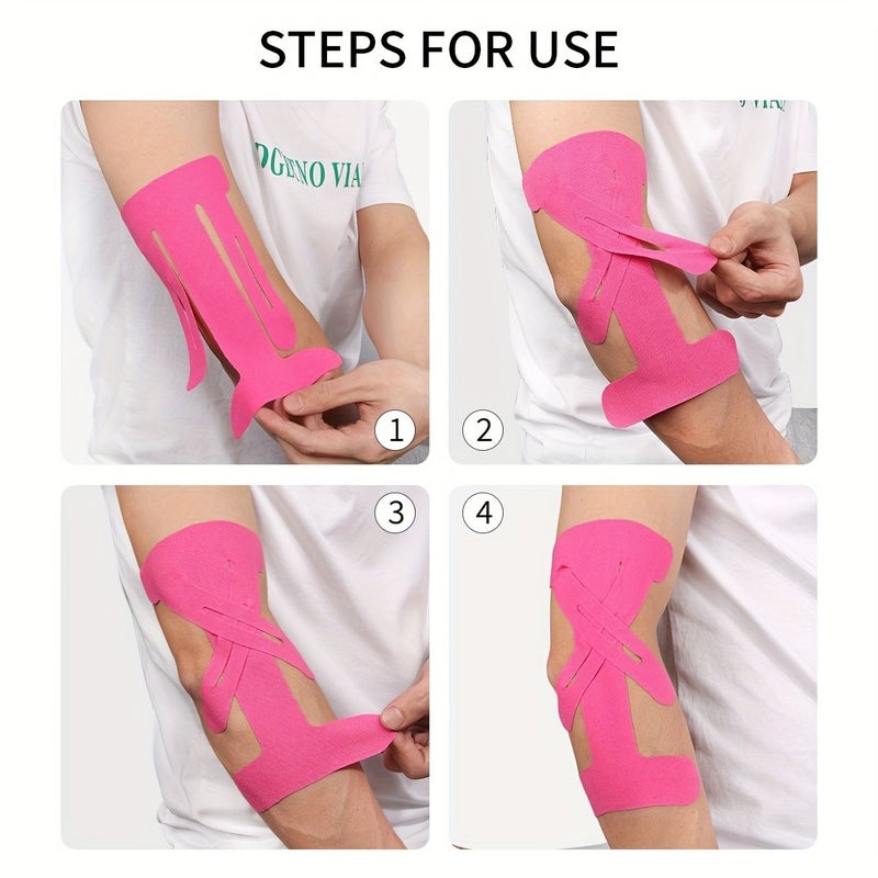 10pcs Black Pre-Cut Elastic Kinesiology Tape Athletic Support Breathable Skin Friendly - Image 4