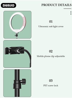 DUNISO Selfie Ring Light with Extendable Floor Tripod and Phone Holder, Dimmable LED Beauty Camera Ring light with 360 Shooting Arm for Makeup, Photo Selfie, Video Recording, Live Streaming  - Image 5