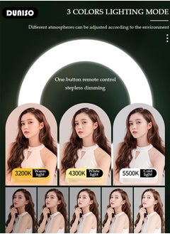 DUNISO Selfie Ring Light with Extendable Floor Tripod and Phone Holder, Dimmable LED Beauty Camera Ring light with 360 Shooting Arm for Makeup, Photo Selfie, Video Recording, Live Streaming  - Image 3