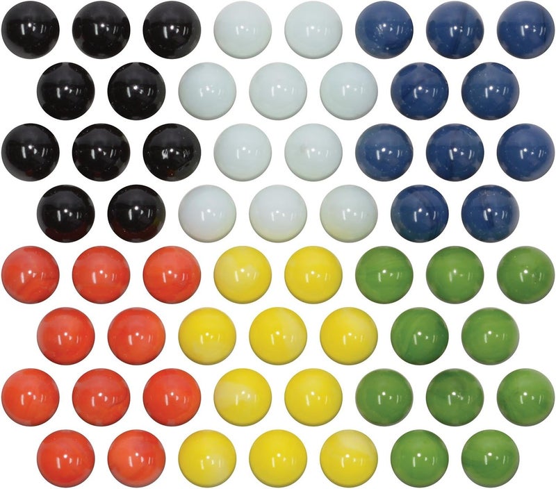 Maple Landmark 60-Piece Glass Marbles Set for Chinese Checkers - 10 Each of 6 Colors - Image 2