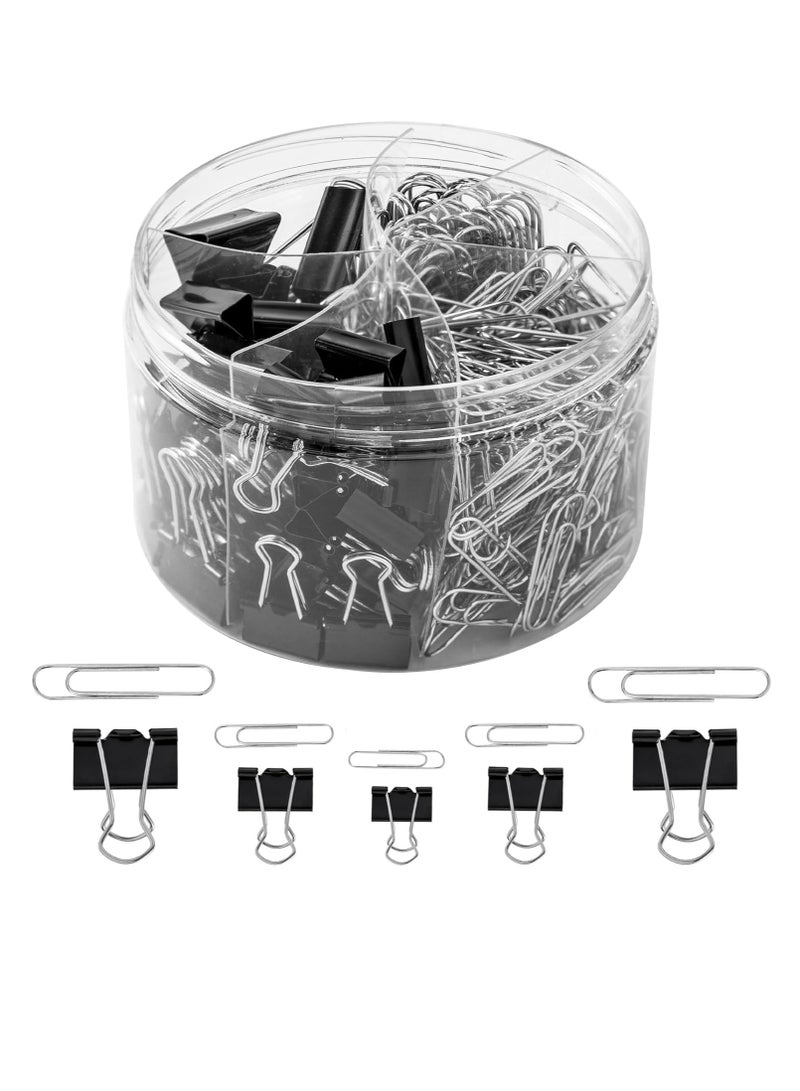 Oasisgalore 340PCS Black Paper Clips Assorted Sizes Binder Clips for Home School Office Supplies  - Image 1