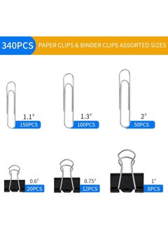 Oasisgalore 340PCS Black Paper Clips Assorted Sizes Binder Clips for Home School Office Supplies  - Image 2