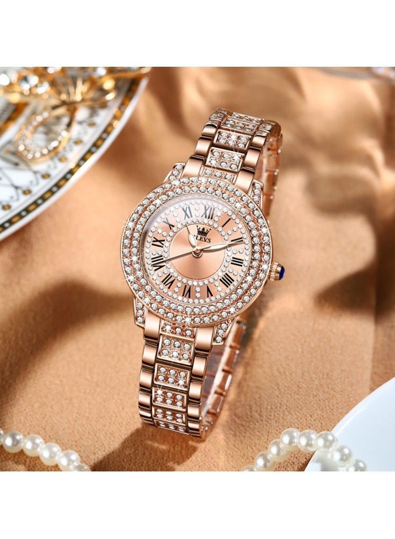 أوليفز ساعات نسائية كوارتز باللون الذهبي الوردي للنساء ساعات يد نسائية مقاومة للماء من الفولاذ المقاوم للصدأ كاجوال للسيدات - Image 2