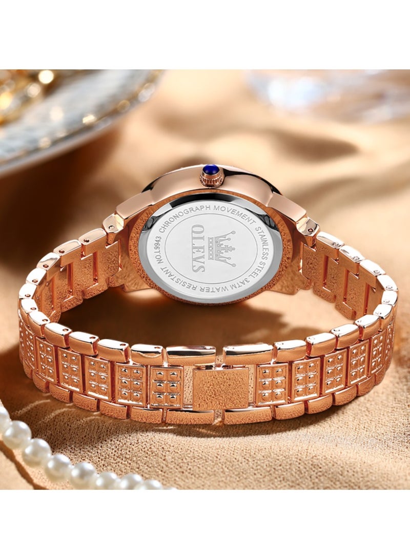 أوليفز ساعات نسائية كوارتز باللون الذهبي الوردي للنساء ساعات يد نسائية مقاومة للماء من الفولاذ المقاوم للصدأ كاجوال للسيدات - Image 3