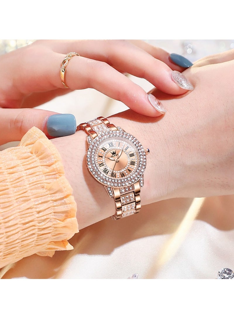 أوليفز ساعات نسائية كوارتز باللون الذهبي الوردي للنساء ساعات يد نسائية مقاومة للماء من الفولاذ المقاوم للصدأ كاجوال للسيدات - Image 4