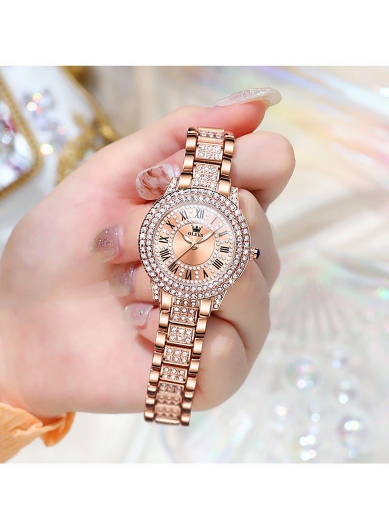 أوليفز ساعات نسائية كوارتز باللون الذهبي الوردي للنساء ساعات يد نسائية مقاومة للماء من الفولاذ المقاوم للصدأ كاجوال للسيدات - Image 5