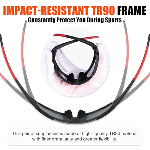 Xtiger X-TIGER Polarized Sports Sunglasses with 5 Interchangeable Lenses,Mens Womens Cycling Bike Glasses,Baseball Running Fishing Golf Driving Sunglasses - Image 5