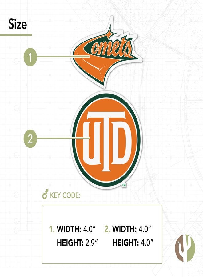 Desert Cactus University of Texas at Dallas UTD Comet Sticker Vinyl Decal Laptop Water Bottle Car Scrapbook (4 Inch Set V1) - Image 4