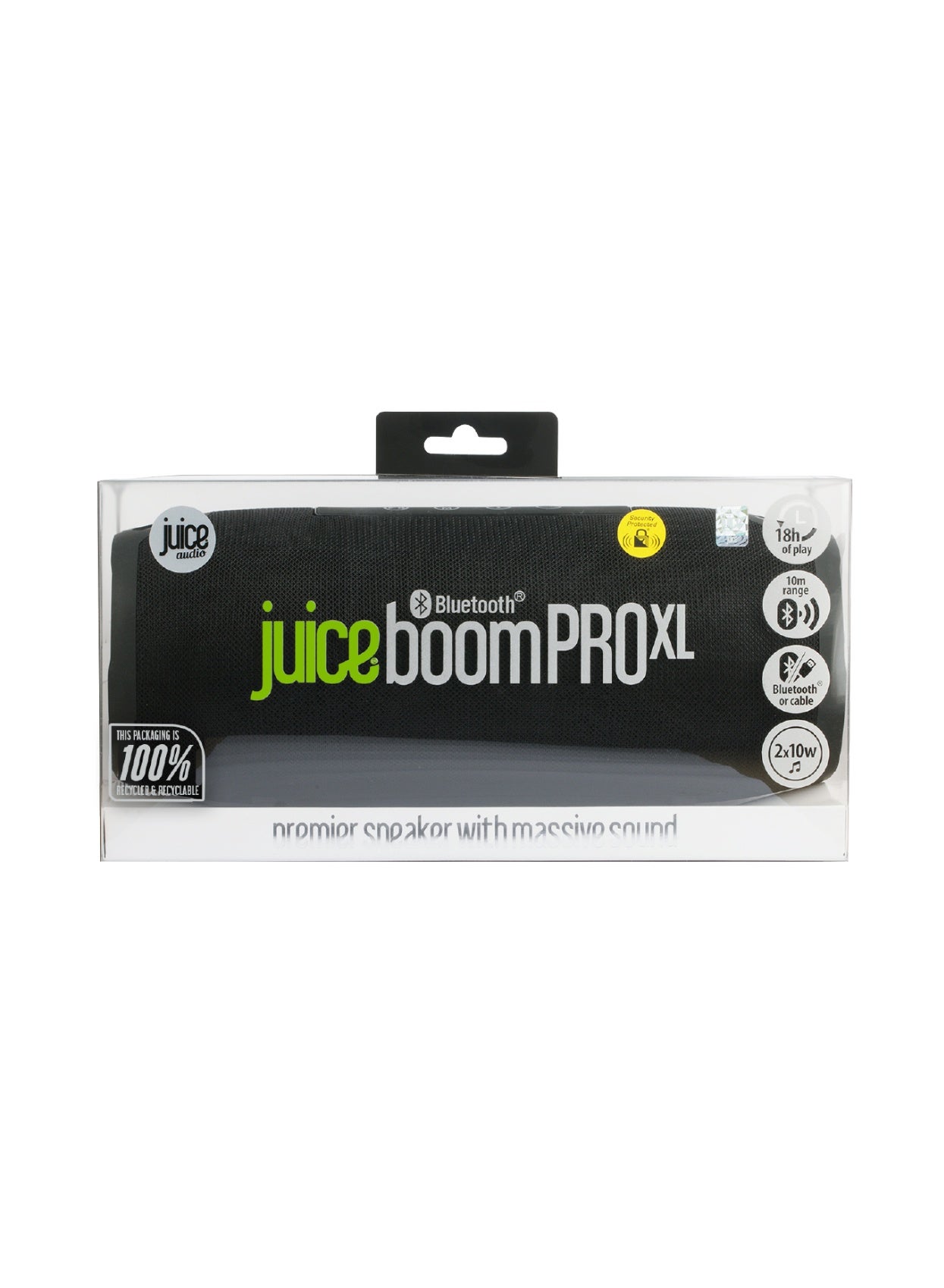 JUICE BoomPRO-XL Portable Bluetooth Speakers, IPX5 Waterproof Wireless Speaker with 10W Loud Stereo, 360 Degree Sound, Outdoor Speaker with 10m Bluetooth Range, Deep Bass, 15H Playtime Wireless Stereo for Home, Outdoors, Hiking- Black